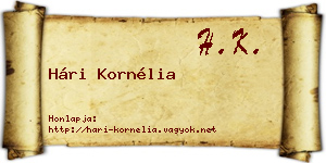 Hári Kornélia névjegykártya